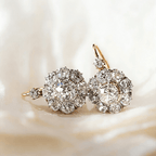 Antique Two Tone Round Cut White Sapphire Drop Earrings For Women