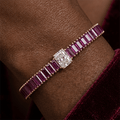 Luxury Ruby Sapphire Baguette Cut Tennis Bracelet For Women