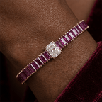 Luxury Ruby Sapphire Baguette Cut Tennis Bracelet For Women