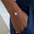 Luxury Ruby Sapphire Baguette Cut Tennis Bracelet For Women