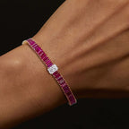 Two Tone Radiant Cut Ruby Sapphire Tennis Bracelet For Women Belovegrace