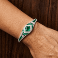 Luxury Jewelry Vintage Halo Asscher Cut Emerald Sapphire  Bracelet For Women