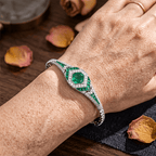 Luxury Jewelry Vintage Halo Asscher Cut Emerald Sapphire  Bracelet For Women