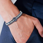 Art Deco Round Cut Blue Sapphire Bracelet For Women Belovegrace