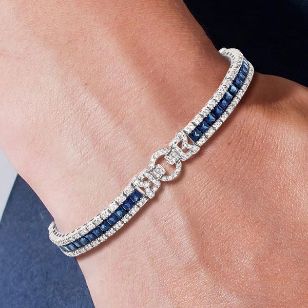 Radiant Cut Blue Sapphire Tennis Bracelet For Women Belovegrace