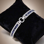 Vintage Blue Sapphire Princess Cut Tennis Bracelet for Women