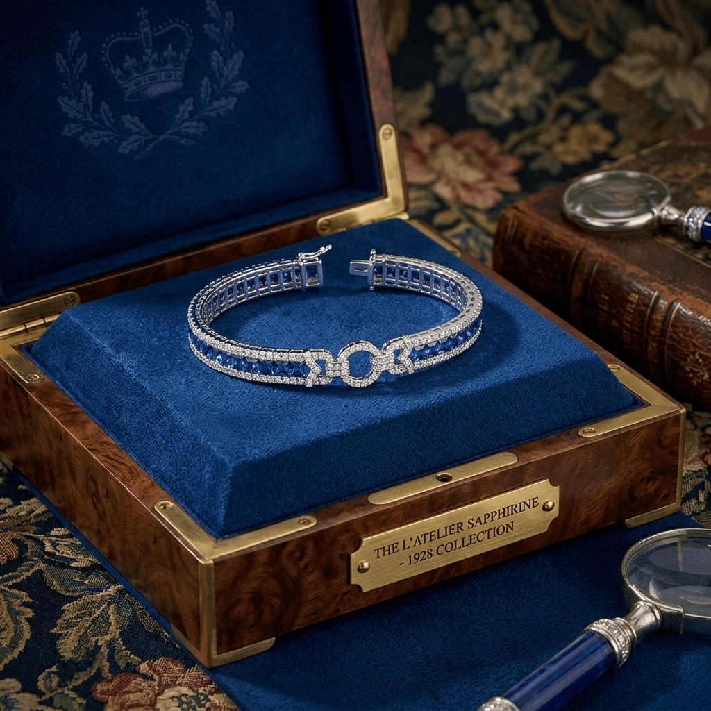Vintage Blue Sapphire Princess Cut Tennis Bracelet for Women