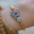 Art Deco Two Tone Round Cut White Sapphire Tennis Bracelet For Women Belovegrace