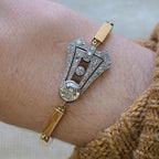 Art Deco Two Tone Round Cut White Sapphire Tennis Bracelet For Women Belovegrace