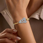 Art Deco Two Tone Round Cut White Sapphire Tennis Bracelet For Women Belovegrace