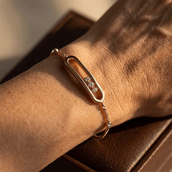 Unique Golden White Sapphire Round Cut Bracelet For Women