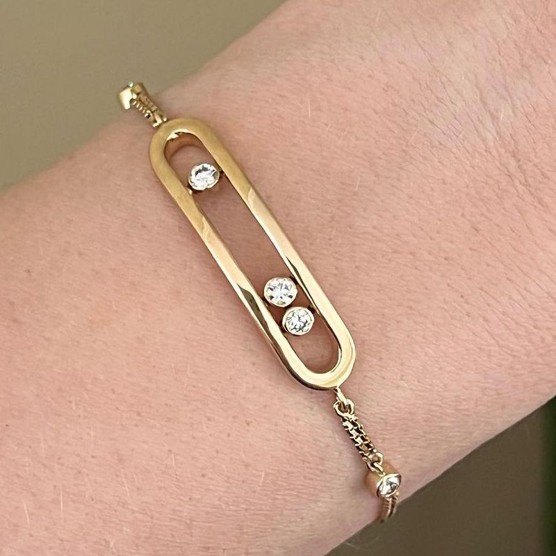 Unique White Sapphire Round Cut Golden Bracelet For Women Belovegrace