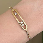 Unique White Sapphire Round Cut Golden Bracelet For Women Belovegrace