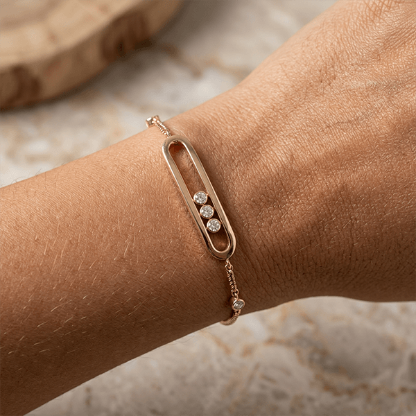 Unique Golden White Sapphire Round Cut Bracelet For Women