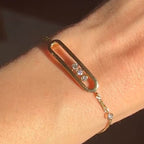 Unique White Sapphire Round Cut Golden Bracelet For Women Belovegrace