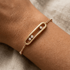 Unique Golden White Sapphire Round Cut Bracelet For Women