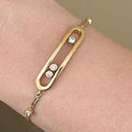 Unique White Sapphire Round Cut Golden Bracelet For Women Belovegrace