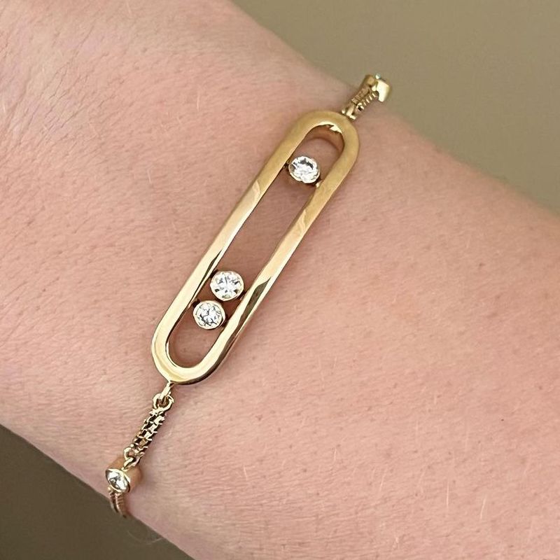 Unique White Sapphire Round Cut Golden Bracelet For Women Belovegrace