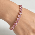 Romantic Heart Shape Yellow Gold Pink Sapphire Tennis Bracelet For Women