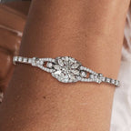 Art Deco White Sapphire Round & Marquise Cut Tennis Bracelet For Women Belovegrace
