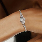 Art Deco White Sapphire Round & Marquise Cut Tennis Bracelet For Women Belovegrace
