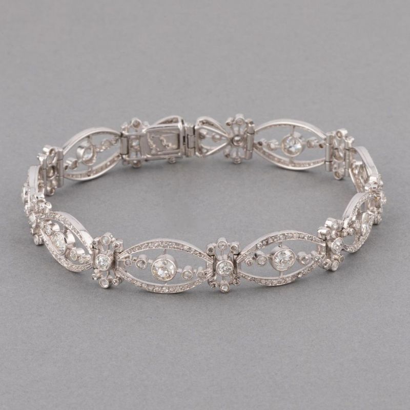 Antique Round Cut White Sapphire Tennis Bracelet For Women Belovegrace