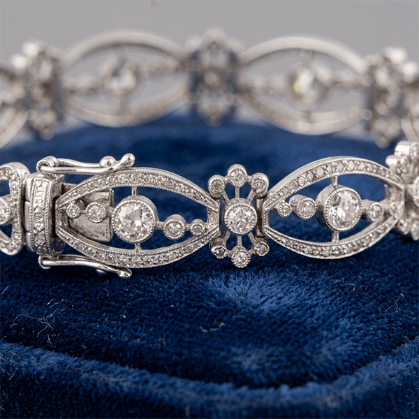 Antique Round Cut White Sapphire Tennis Bracelet For Women