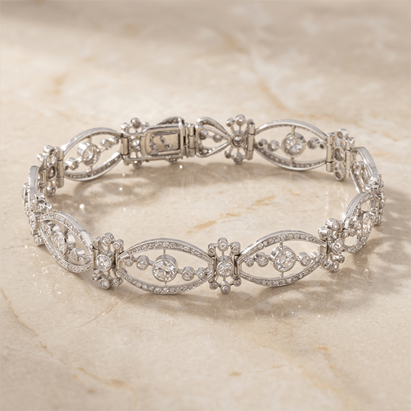 Antique Round Cut White Sapphire Tennis Bracelet For Women