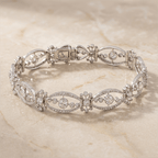 Antique Round Cut White Sapphire Tennis Bracelet For Women