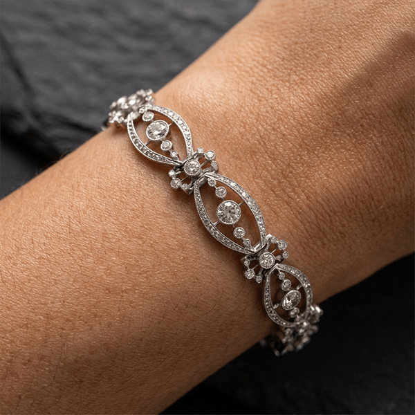 Antique Round Cut White Sapphire Tennis Bracelet For Women