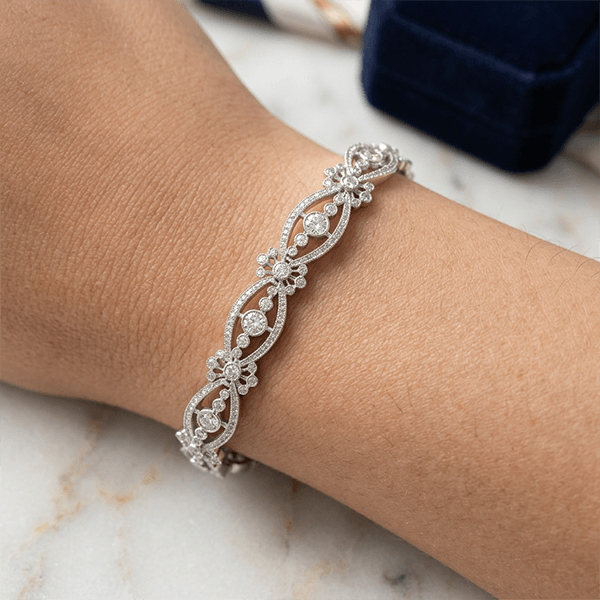 Antique Round Cut White Sapphire Tennis Bracelet For Women