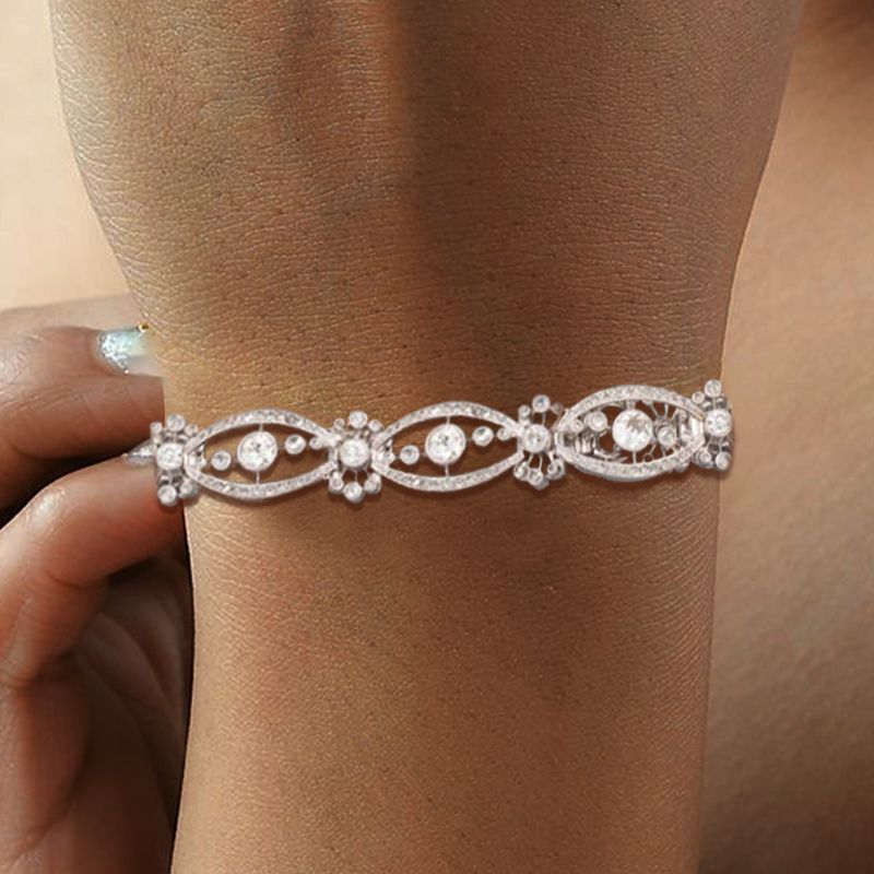 Antique Round Cut White Sapphire Tennis Bracelet For Women Belovegrace