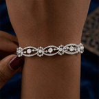 Antique Round Cut White Sapphire Tennis Bracelet For Women