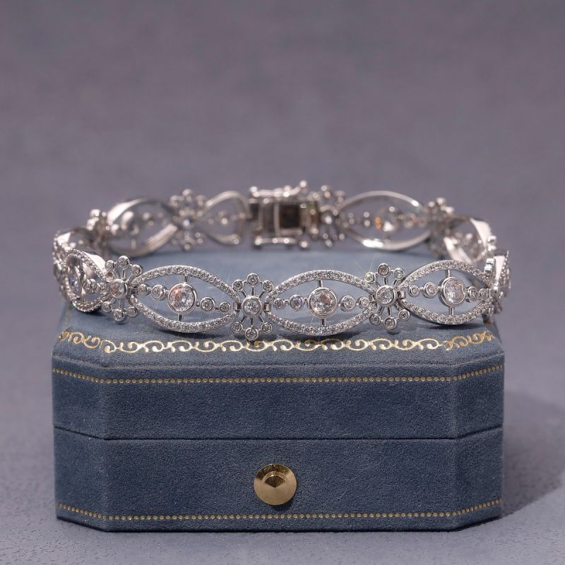 Antique Round Cut White Sapphire Tennis Bracelet For Women Belovegrace