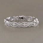 Antique Round Cut White Sapphire Tennis Bracelet For Women Belovegrace