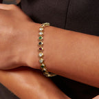 Golden Bezel Round Cut Multi Color Tennis Bracelet For Women Belovegrace
