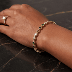 Golden Bezel Round Cut Multi Color Tennis Bracelet For Women