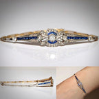 Vintage Two Tone Round Cut White & Blue Sapphire Bracelet For Women Belovegrace