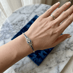 Vintage Bow Knot Round Cut Pavé Blue Sapphire Bracelet For Women