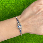 Vintage Two Tone Round Cut White & Blue Sapphire Bracelet For Women Belovegrace
