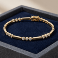 Bar Link Design Yellow Gold Tennis Bracelet For Women