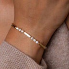 Bezel Golden Round Cut White Sapphire Tennis Bracelet For Women Belovegrace