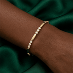 Bar Link Design Yellow Gold Tennis Bracelet For Women