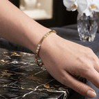 Bar Link Design Yellow Gold Tennis Bracelet For Women