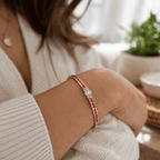 Golden Oval & Asscher Cut White & Ruby Sapphire Bangle Bracelet For Women