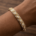 Vintage Honeycomb Design Round Cut White Sapphire Bracelet For Women