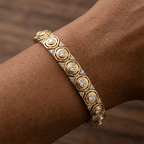 Vintage Honeycomb Design Round Cut White Sapphire Bracelet For Women