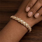 Vintage Honeycomb Design Round Cut White Sapphire Bracelet For Women