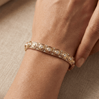 Vintage Honeycomb Design Round Cut White Sapphire Bracelet For Women