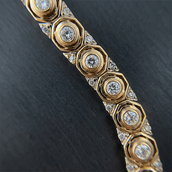 Vintage Honeycomb Design Round Cut White Sapphire Bracelet For Women